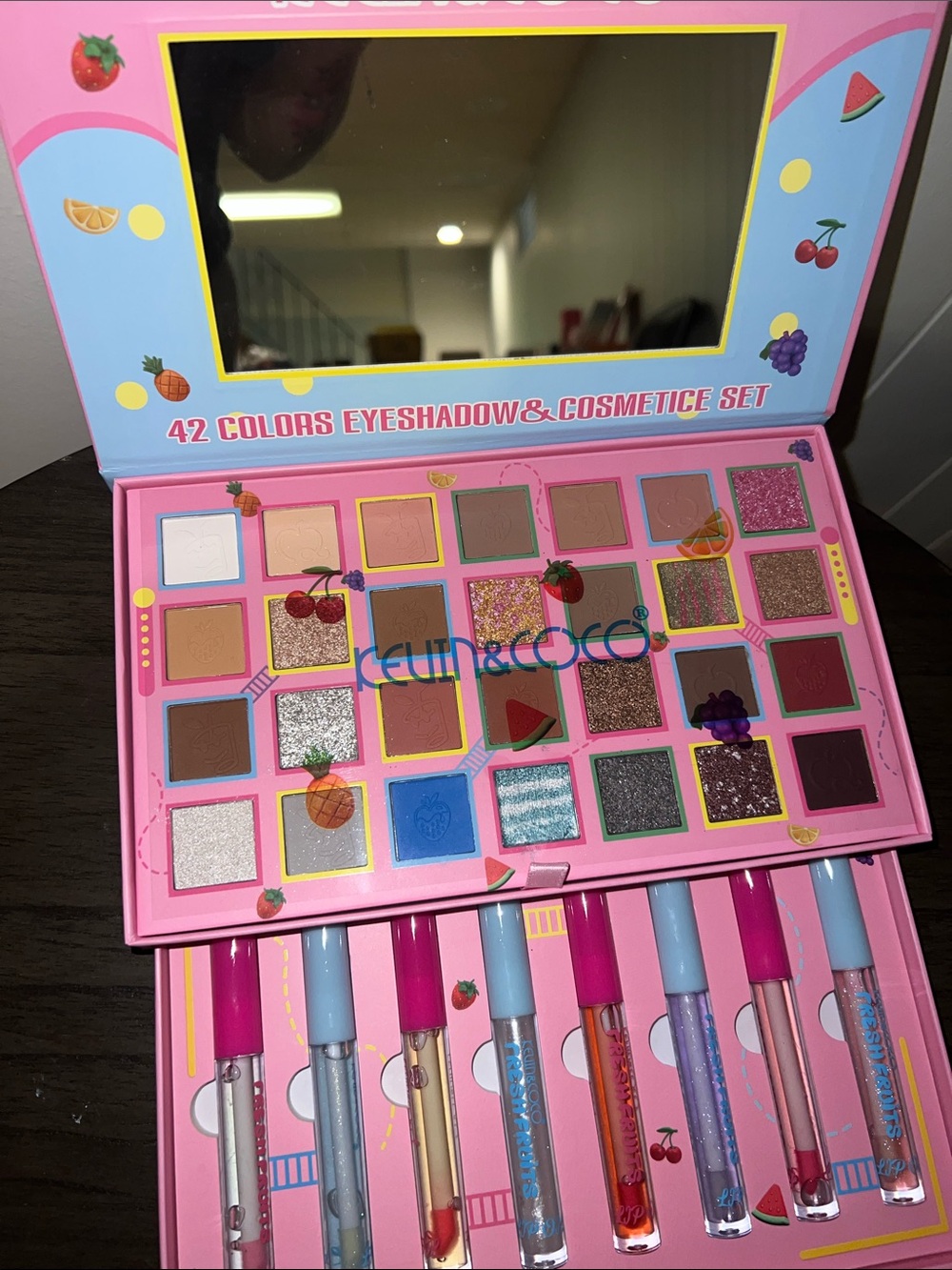 Kevin Coco 42-Color Pink Eyeshadow & Lip Gloss Set - Colorful Eye Looks